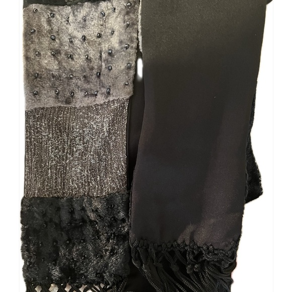 Collection of 3 long crushed, burnout, beaded velvet scarves. Elegant, luxurious - Picture 9 of 11